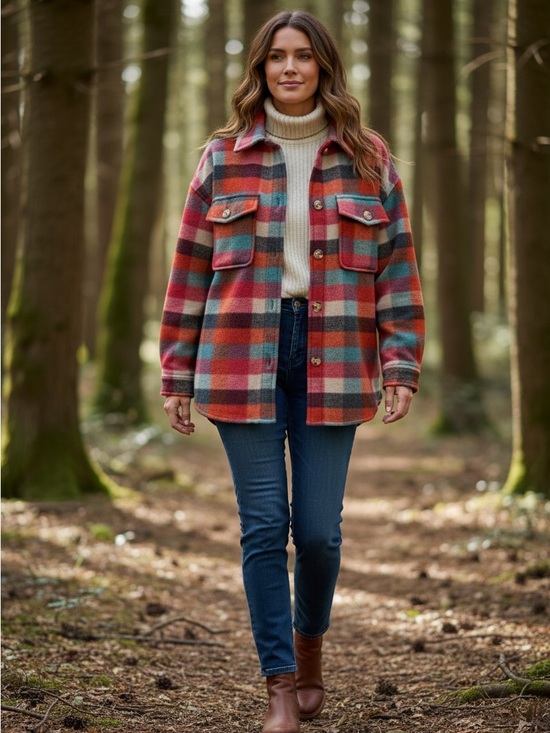 BKE Tops - BKE Plaid Knit Fleece Shacket Jacket NWOT Women’s Medium Colorful Plaid